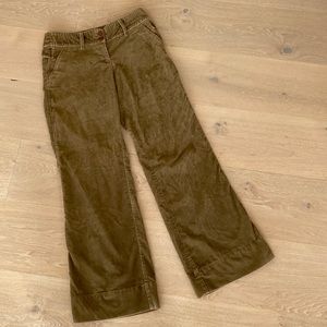 Anthropology wide leg green corduroy pants